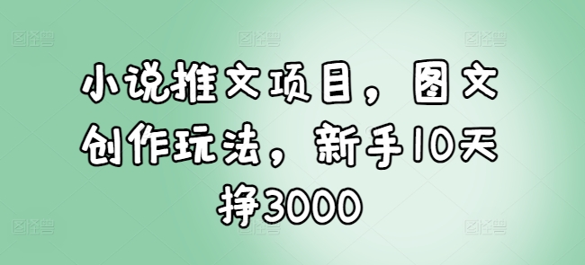 小说推文项目，图文创作玩法，新手10天挣3000-一号资源库
