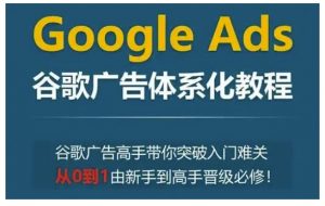 Google Ads谷歌广告体系化教程,谷歌广告高手带你突破入门难关,从0到1由新手到高手晋级必修-一号资源库