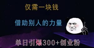 仅需一块钱，借助别人的力量，单日引爆300+创业粉、兼职粉【揭秘】-一号资源库