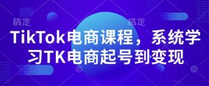 TikTok电商课程,系统学习TK电商起号到变现-一号资源库