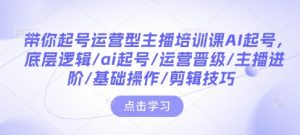 带你起号运营型主播培训课AI起号，底层逻辑/ai起号/运营晋级/主播进阶/基础操作/剪辑技巧-一号资源库