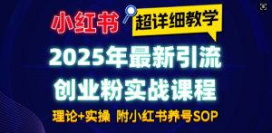 2025年最新小红书引流创业粉实战课程【超详细教学】小白轻松上手，月入1W+，附小红书养号SOP-一号资源库