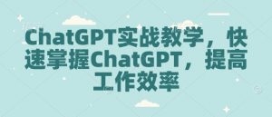 ChatGPT实战教学，快速掌握ChatGPT，提高工作效率-一号资源库