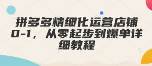 拼多多精细化运营店铺0-1,从零起步到爆单详细教程-一号资源库
