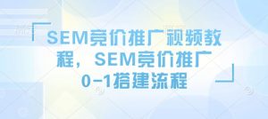 SEM竞价推广视频教程，SEM竞价推广0-1搭建流程-一号资源库