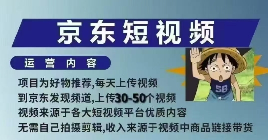 京东短视频带货课，无需自己拍摄剪辑，保姆式教学，两天快速上手-一号资源库