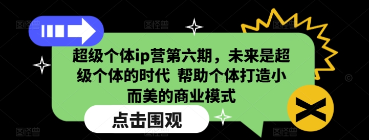 超级个体ip营第六期，未来是超级个体的时代  帮助个体打造小而美的商业模式-一号资源库