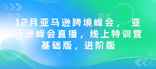 12月亚马逊跨境峰会， 亚马逊峰会直播，线上特训营基础版，进阶版-一号资源库