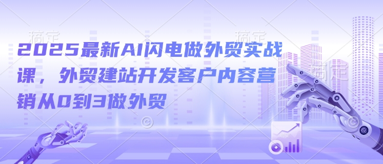 2025最新AI闪电做外贸实战课，外贸建站开发客户内容营销从0到3做外贸-一号资源库