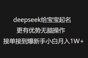 deepseek给宝宝起名更有优势无脑操作接单接到爆新手小白月入1W+-一号资源库