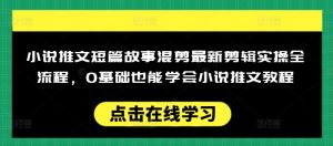 小说推文短篇故事混剪最新剪辑实操全流程，0基础也能学会小说推文教程，肯干多发日入多张-一号资源库