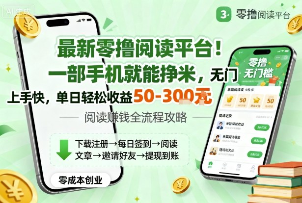 最新零撸阅读平台！一部手机就能挣米，无门槛上手快，单日轻松收益50-3张【揭秘】-一号资源库