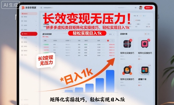 长效变现无压力！拼多多虚拟类目矩阵化实操技巧，轻松实现日入1k【揭秘】-一号资源库