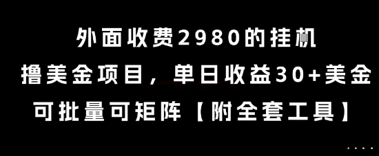 外面收费2980的挂G撸美金项目，单日收益30+美金，可批量可矩阵【揭秘】-一号资源库