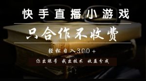 快手直播小游戏，只合作不收费，你出账号我出技术， 分润模式【揭秘】-一号资源库