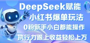 DeepSeek赋能小红书爆单玩法0粉新手小白都能操作，执行力跟上收益轻松上W，懒人勿做-一号资源库