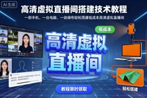 高清虚拟直播间搭建技术教程，一部手机、一台电脑、一块绿布轻松搭建低成本高清虚拟直播间-一号资源库