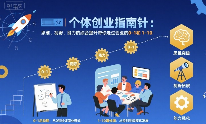 个体创业指南针，思维、视野、能力的综合提升带你走过创业的0-1和1-10【音频】-一号资源库