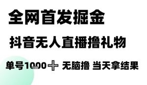 全网首发掘金抖音无人直播撸礼物，单号1k +无脑撸，当天拿结果【揭秘】-一号资源库