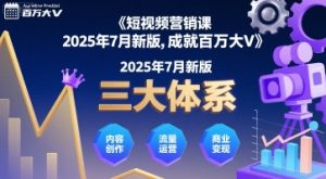 短视频营销课2025年7月新版，三大体系成就百万大V-一号资源库