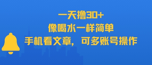一天撸30+，像喝水一样简单，手机看文章，可多账号操作-一号资源库