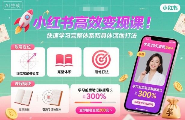 小红书高效变现课，快速学习小红书完整体系和具体落地打法-一号资源库