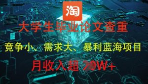大学生毕业论文查重，暴利蓝海项目，月收入过1W+-一号资源库