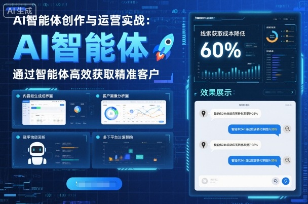 AI智能体创作与运营实战，实体门店通过智能体高效获取精准客户-一号资源库