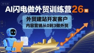 AI闪电做外贸训练营26期，外贸建站开发客户内容营销从0到3做外贸-一号资源库