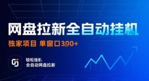 网盘拉新全自动挂G，独家项目，全自动运行完成拉新做任务，单窗口3张+【揭秘】-一号资源库