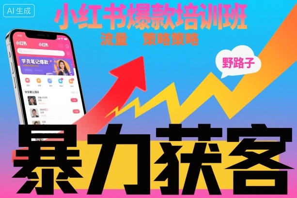 小红书爆款培训班，小红书获客野路子流量打法，暴力持续获客-一号资源库