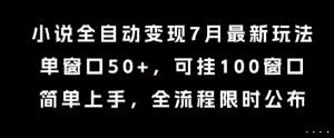 小说全自动变现7月玩法，单窗口50+，可挂100窗口，简单上手，全流程限时公布【揭秘】-一号资源库