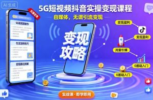 5G短视频抖音实操变现课程,自媒体,无谓引流变现-一号资源库