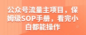 公众号流量主项目，保姆级SOP手册，看完小白都能操作-一号资源库