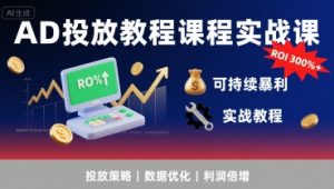 AD投放教程课程实战课，实现广告ROI300%+可持续暴利-一号资源库