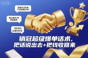 销冠超级爆单话术，把话说出去+把钱收回来-一号资源库