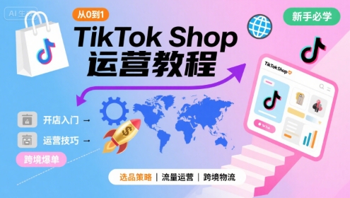 TikTok Shop从0到1运营教程，TikTok跨境电商新手必学课程-一号资源库