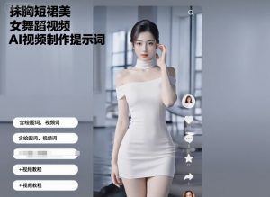 抹胸短裙美女舞蹈视频AI视频制作提示词(含绘图词、视频词)+视频教程-一号资源库