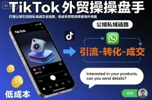 TikTok外贸操盘手，打通公域引流到私域成交全链路，低成本获取高质量海外询盘-一号资源库