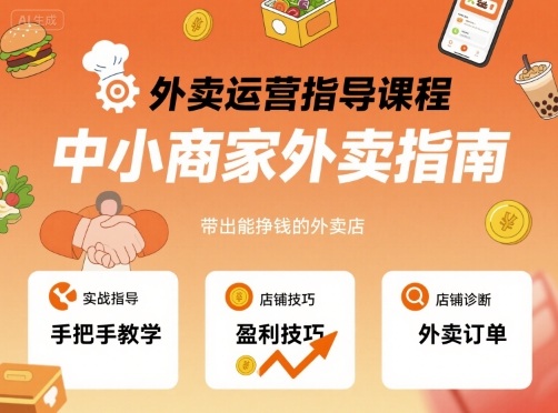 外卖运营指导课程，中小商家外卖指南，手把手带出能挣钱的外卖店-一号资源库