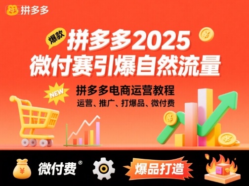 拼多多2025微付费引爆自然流量，拼多多电商运营教程，运营、推广、打爆品、微付费（更新）-一号资源库
