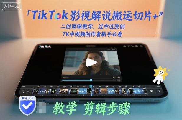 TikTok影视解说搬运切片+二创剪辑教学，过中过原创，TK中视频创作者新手必看-一号资源库