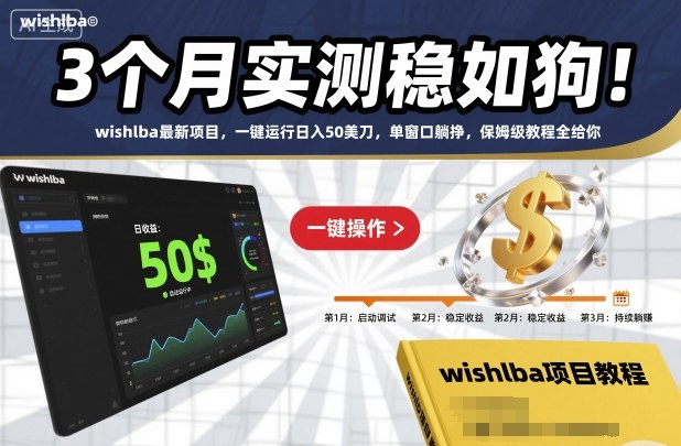 3个月实测稳如狗！wishlba最新项目，一键运行日入50美刀，单窗口躺挣，保姆级教程全给你【揭秘】-一号资源库