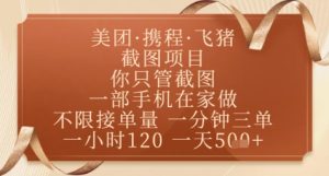飞猪美团截图项目,你只管截图,一部手机在家做,正规平台无套路,一天5张+【揭秘】-一号资源库