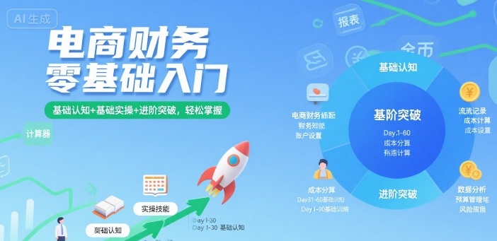 电商财务零基础入门，基础认知+基础实操+进阶突破，轻松掌握-一号资源库