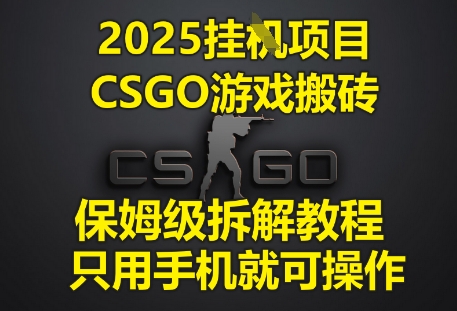 2025挂G项目，CSGO游戏搬砖，保姆级拆解教程，只用手机就可操作【揭秘】-一号资源库