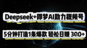 Deepseek+即梦AI助力视频号，5 分钟打造 1 条爆款，轻松日入3张+-一号资源库