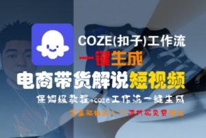 COZE(扣子)工作流一键生成电商带货解说短视频，保姆级教程，0基础快手入门-一号资源库