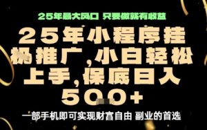 微信小程序挂G推广，解放双手，保底日入5张【揭秘】-一号资源库