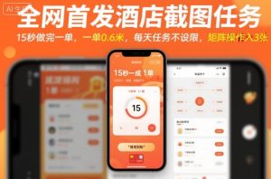全网首发酒店截图任务，15秒做完一单，一单0.6米，每天任务不设限，矩阵操作日入3张【揭秘】-一号资源库